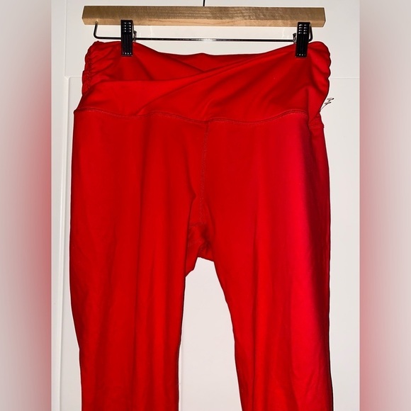 Ododos  Yoga Foldover Red‎ Ankle Leggings Workout Casual Athleisure Women L - Picture 4 of 8